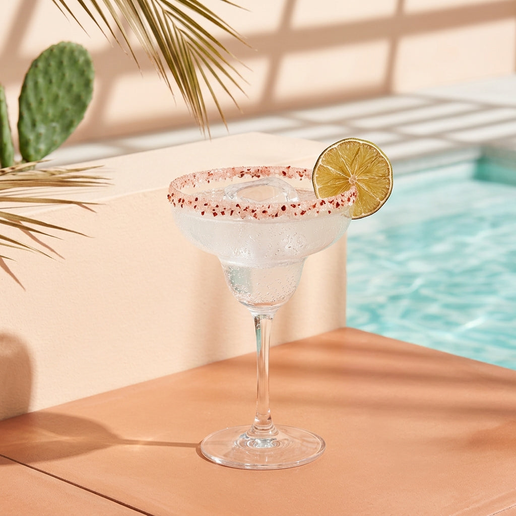 Margarita with a Himalayan pink salt and chilli rim