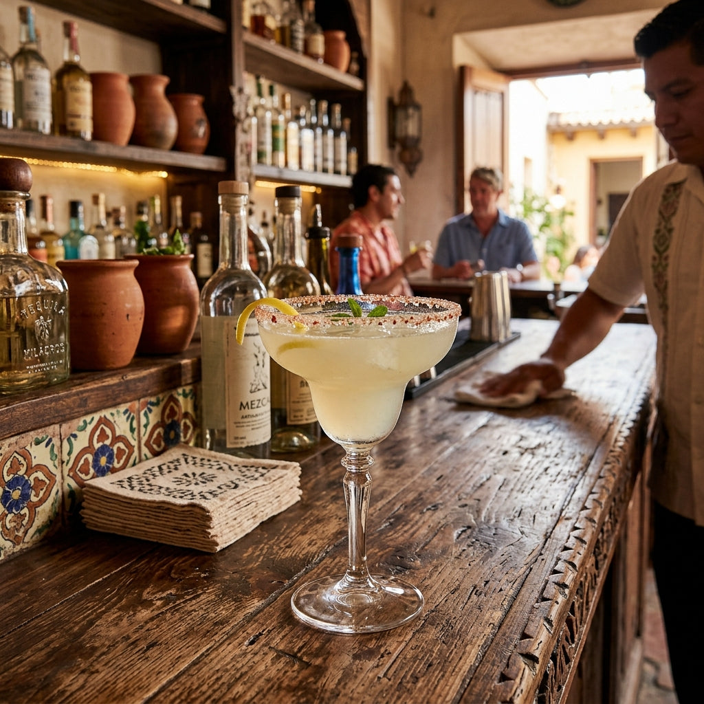 Spicy margarita with a chilli salt rim