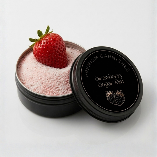 Strawberry sugar rim for cocktails. Premium rim garnish.